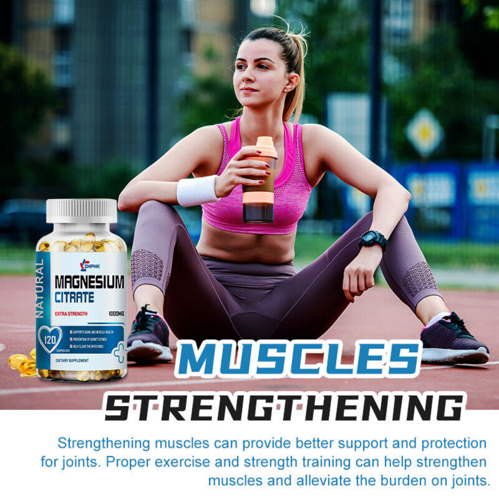 Magnesium Citrate 1000mg Capsules Super Strong Effective Vegan Capsules 120Pills