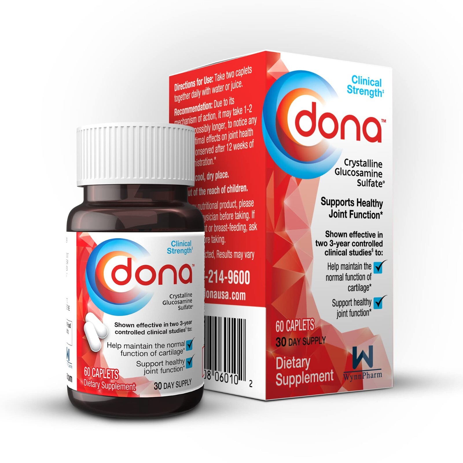 Dona Crystalline Glucosamine Sulfate, 750 Mg, 60 Count EXP 2/2027(Free Shipping)
