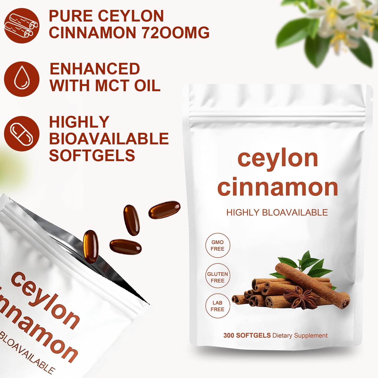 Ceylon Cinnamon Capsule-Highly Bioavailable 300 Count (Pack of 1)