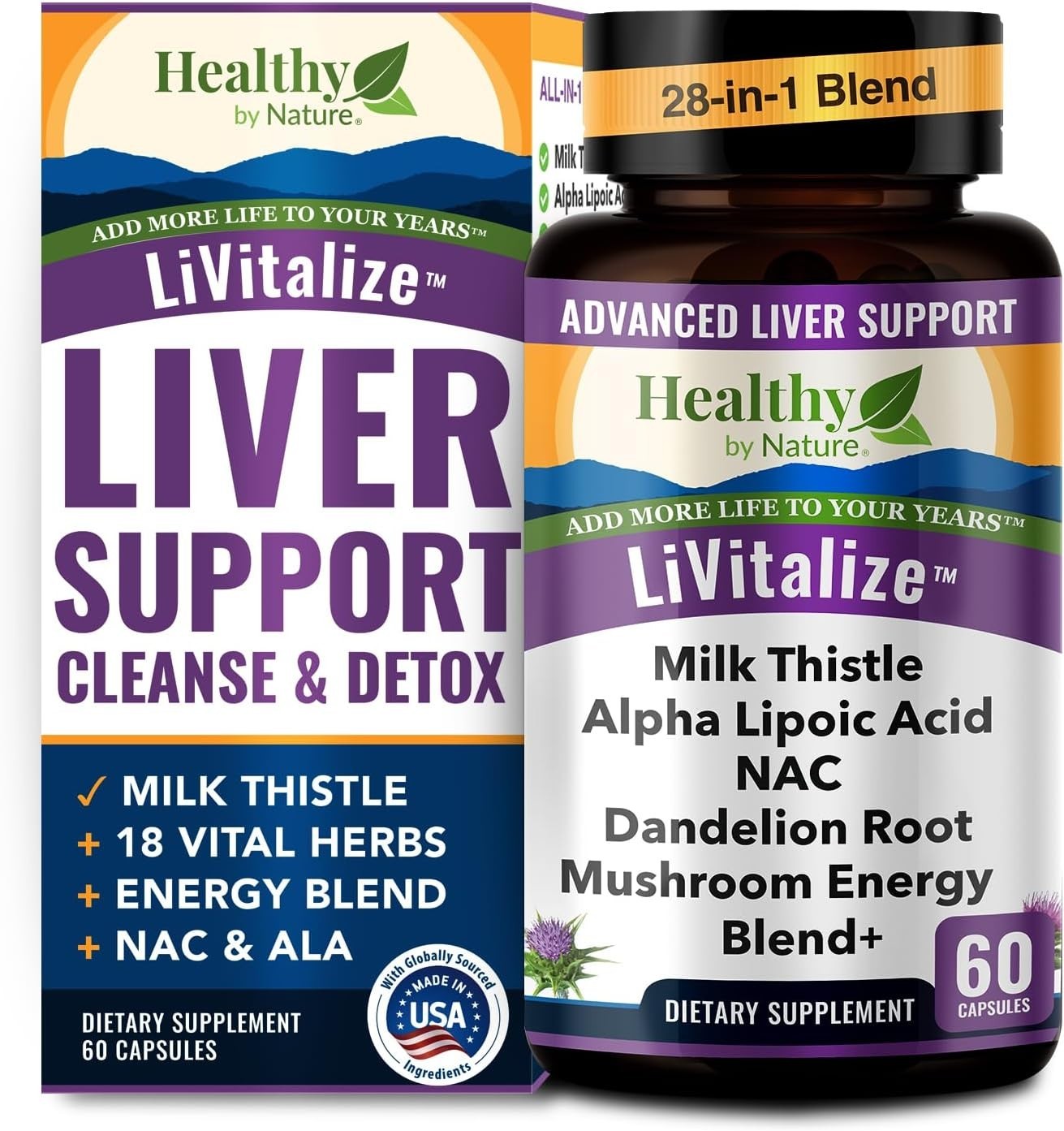 (2 PK) Liver Cleanse Detox & Repair 28-in-1 Liver Support 1540mg (60ct) Exp02/27