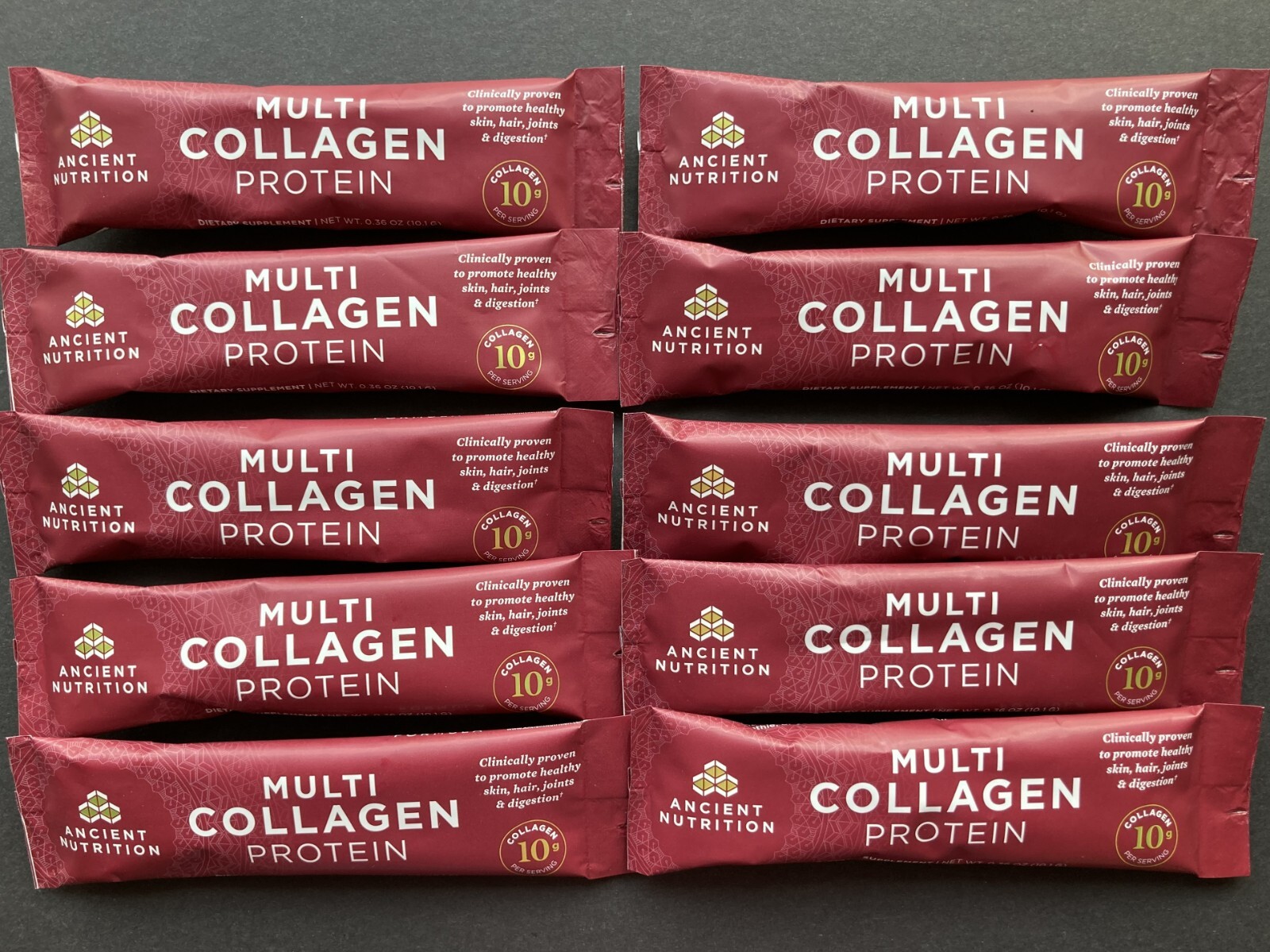 Lot Of 10 Dr. Axe Ancient Nutrition Multi Collagen Protein Single Packets Travel