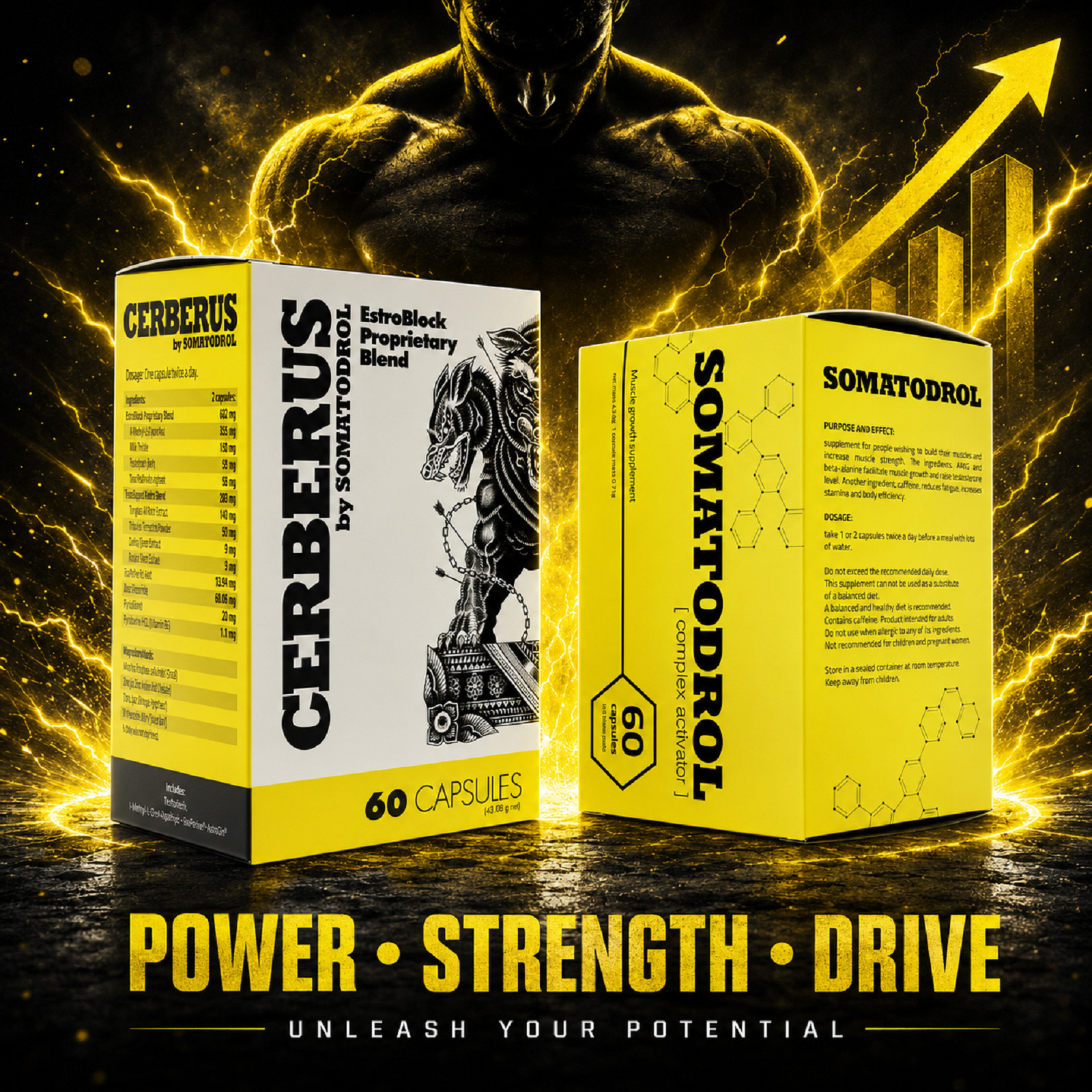 CERBERUS + SOMATODROL – Natural Testo-Booster Endurance Regeneration Strength