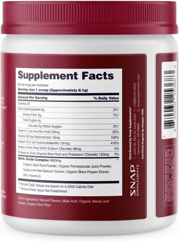 Snap Heart Beets Powder USDA Cardiovascular Superfood Nitric Oxide Booster