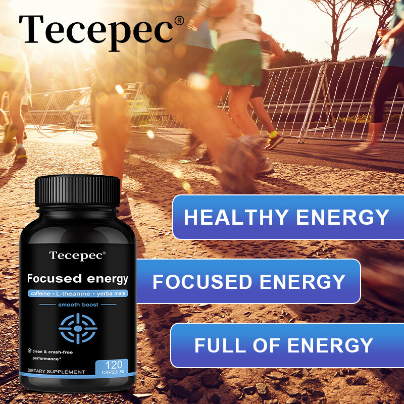 Caffeine with L-Theanine for Energy & Focus – with Yerba Mate Vegan Capsules