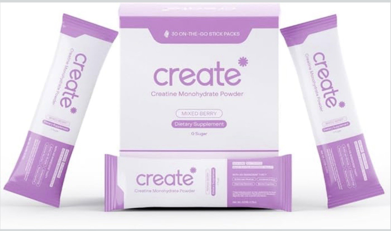 Create Creatine Monohydrate Powder Mixed Berry 5g Sugar-Free Vegan 30 Packs