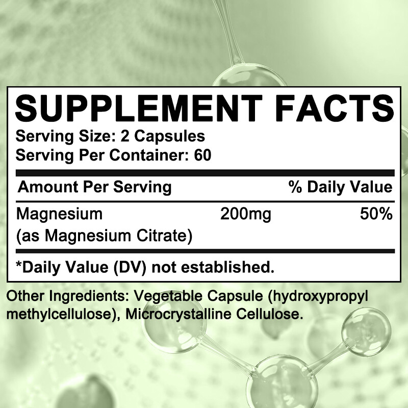 Magnesium Citrate Capsules 200mg Per Serving – Highest Potency Capsules