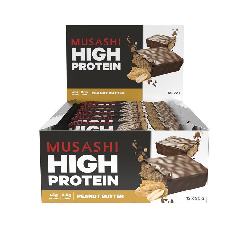 New Musashi High Protein Bar Peanut Butter 90g X 12 Bars