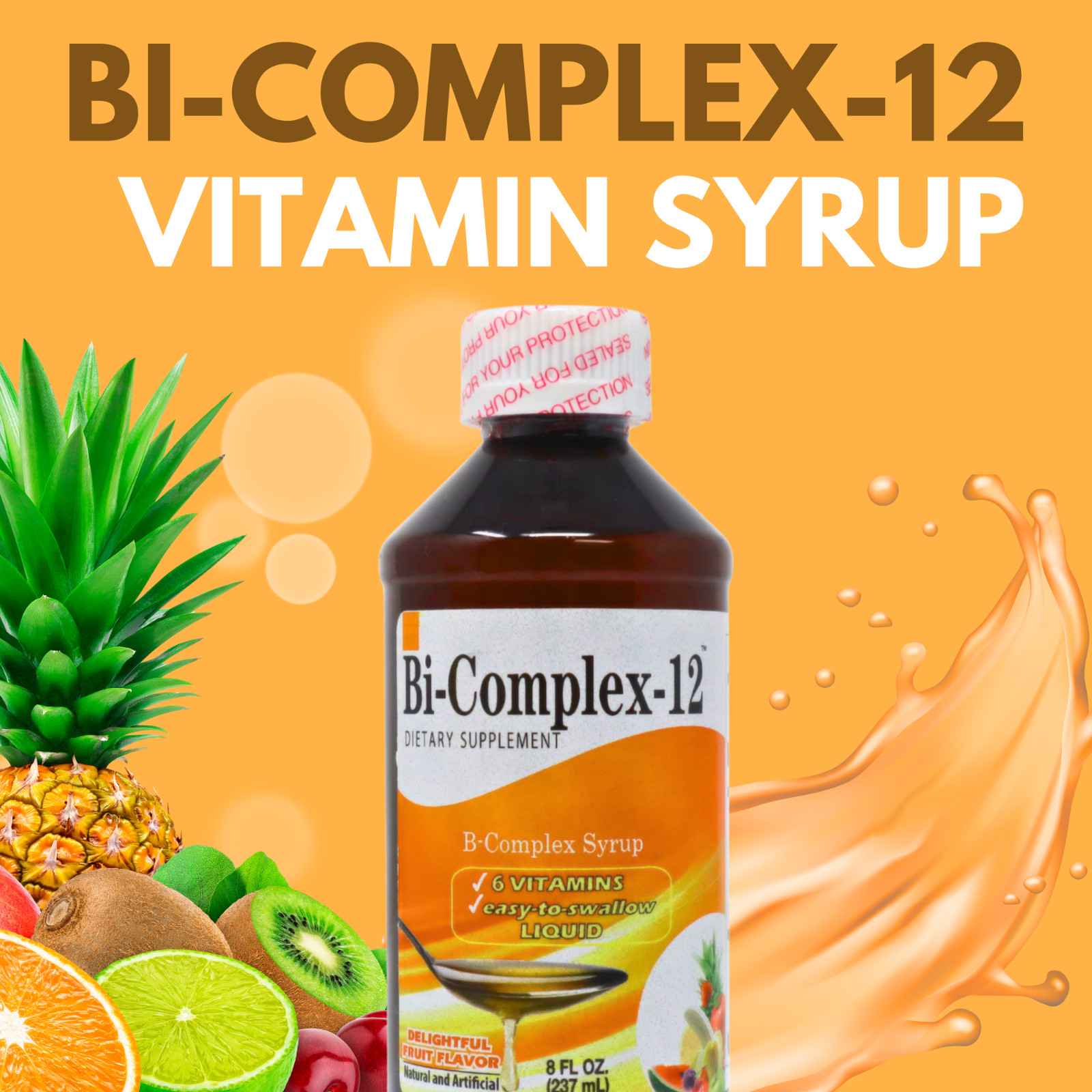 B Complex Syrup Dietary Supplement, Fruit Flavor – 8 fl oz (237ml)