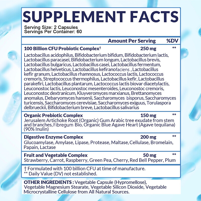 RAW Probiotic 100 Billion CFU 250 Mg protect intestinal health 30 To 120 Caps