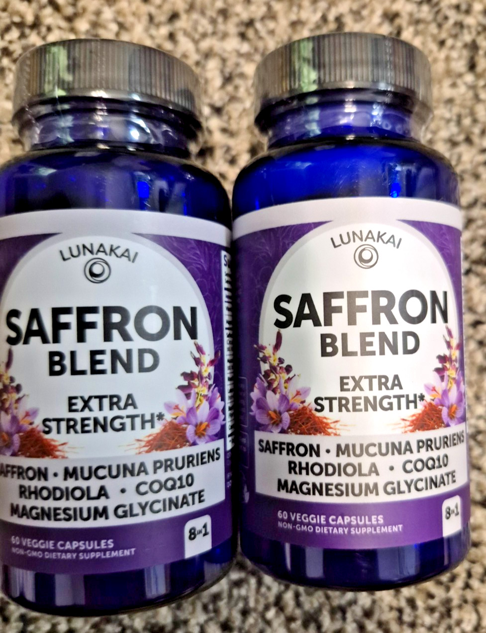 TWO BOTTLES Lunakai USA Made Saffron Blend Extra Strength SUPPLEMENT