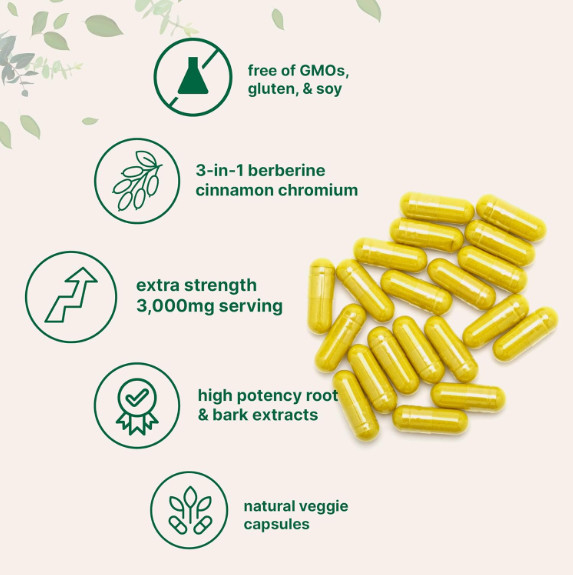 Premium Berberine with Ceylon Cinnamon 3000mg 240 Caps Heart Health & Immune