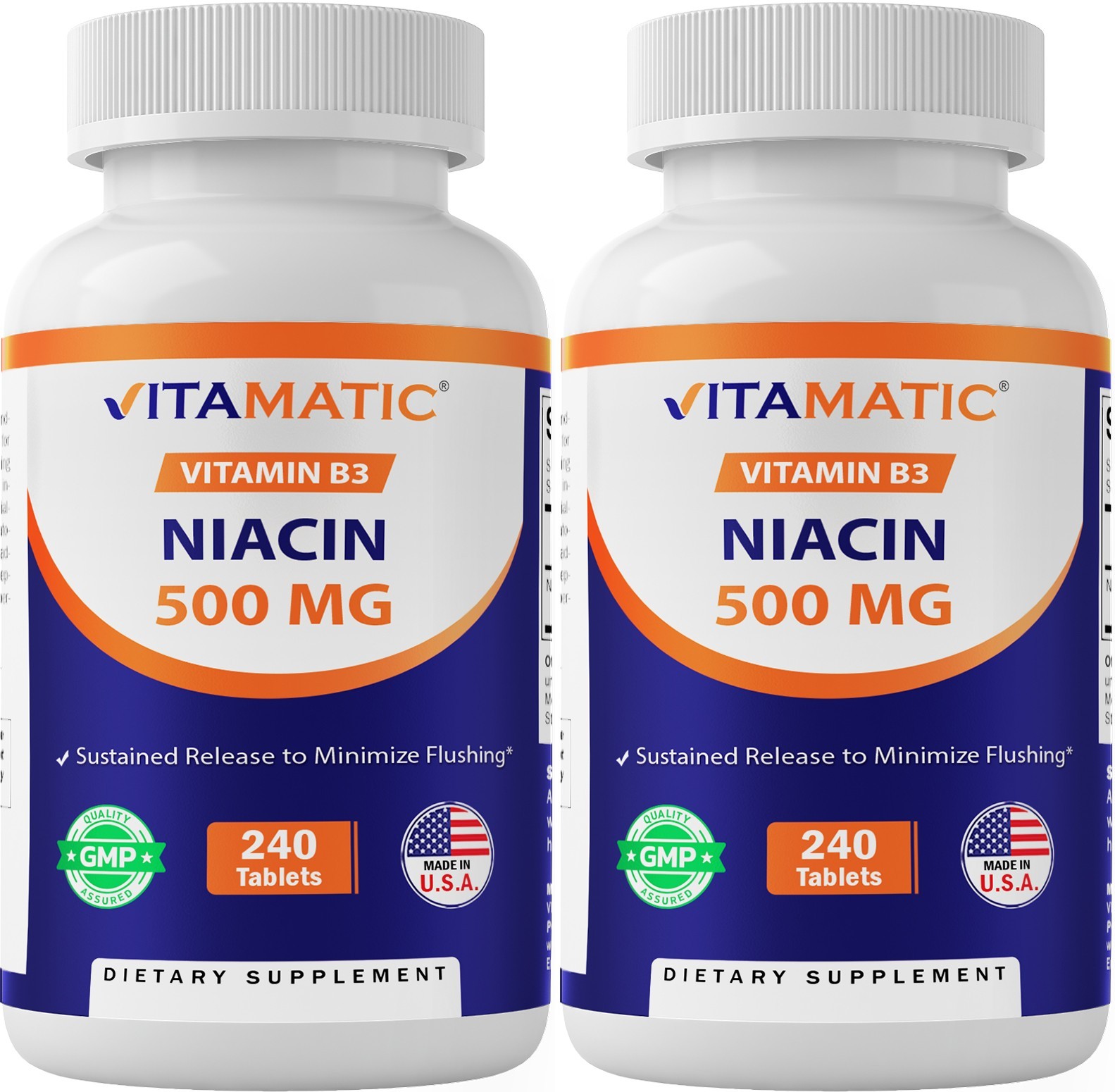 Vitamatic Niacin (Vitamin B3) 500mg, Sustained Release – 240 Tablets – 2 Pack