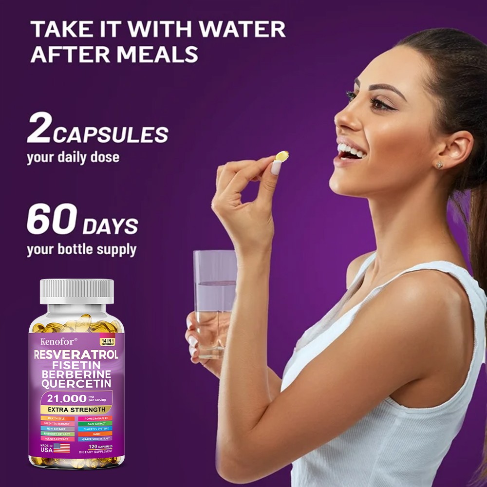 Resveratrol Supplement Formula With Berberine 4000mg Quercetin 800mg 120capsules