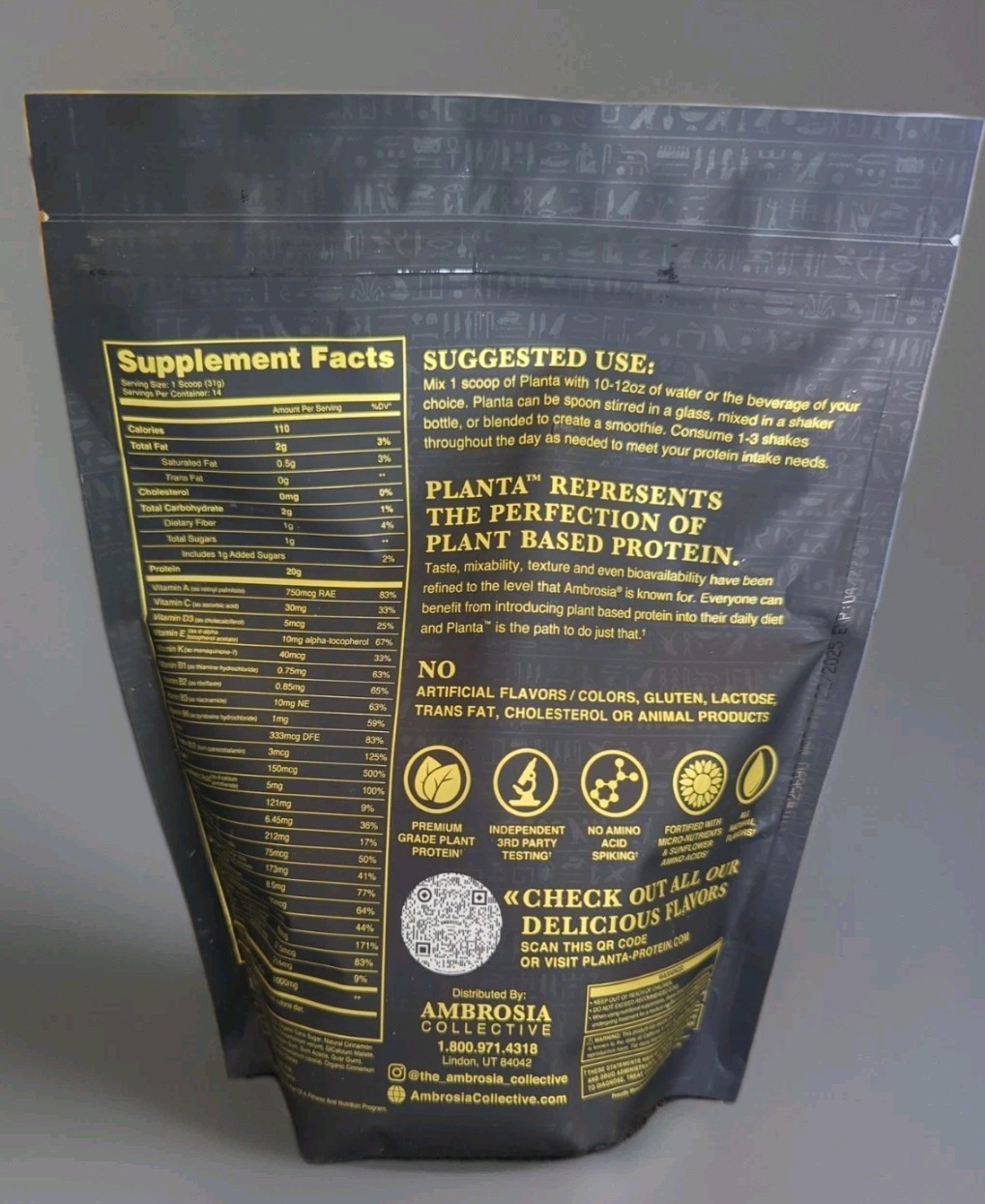 Ambrosia Collective Planta Plant Protein Cinnamon Roll 20 Grams/14 Serving