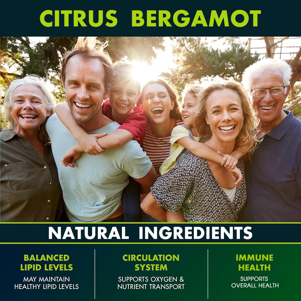 1000mg Citrus Bergamot Extract Capsule Anti Aging Heart Immune Support 120 CT