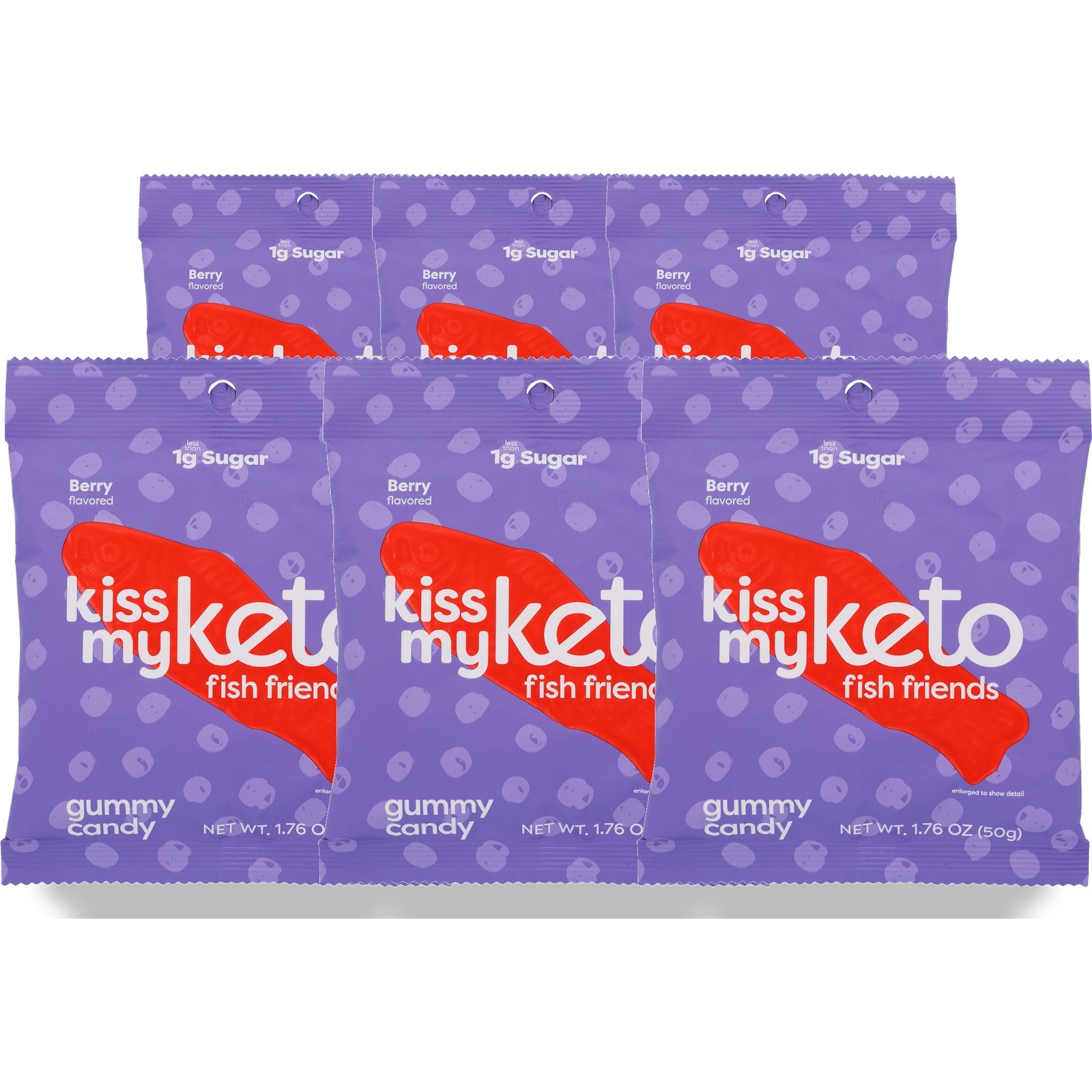 Kiss My Keto Berry Fish Friends Gummies 1.76 Oz Candy 6 Pack