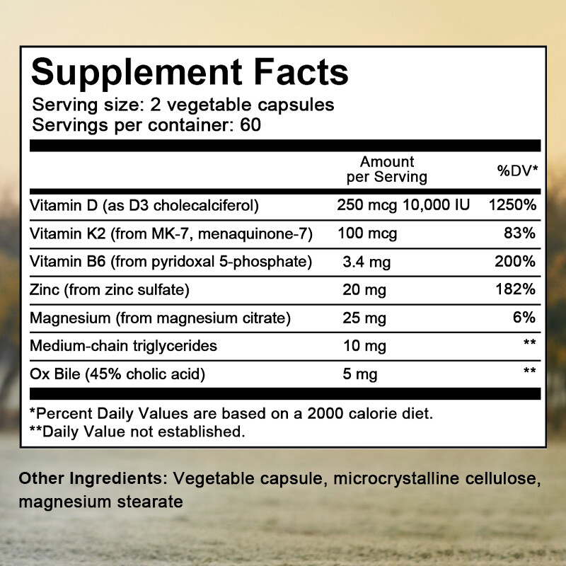 Vitamin K2 (MK7) with D3 10000 IU Supplement, Bone, Heart & Immune Health