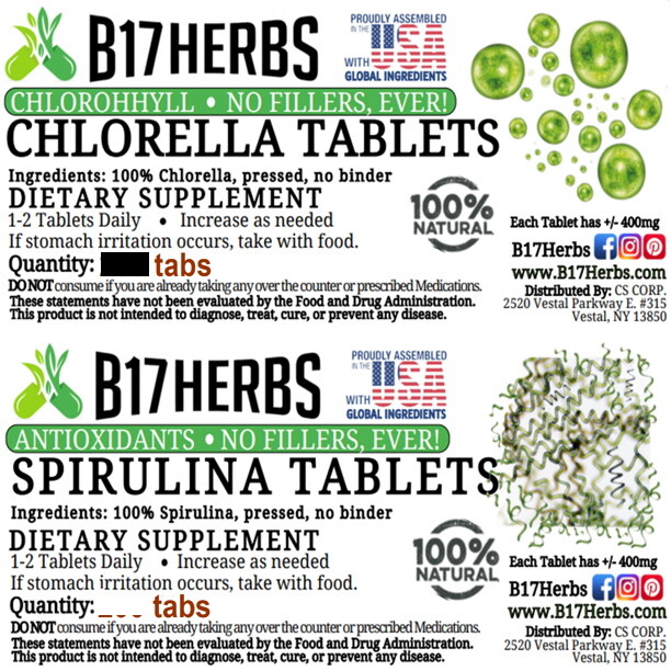 Spirulina & Chlorella Tabs Chewable Superfood Nutrition 200 Tablets (100 of ea.)
