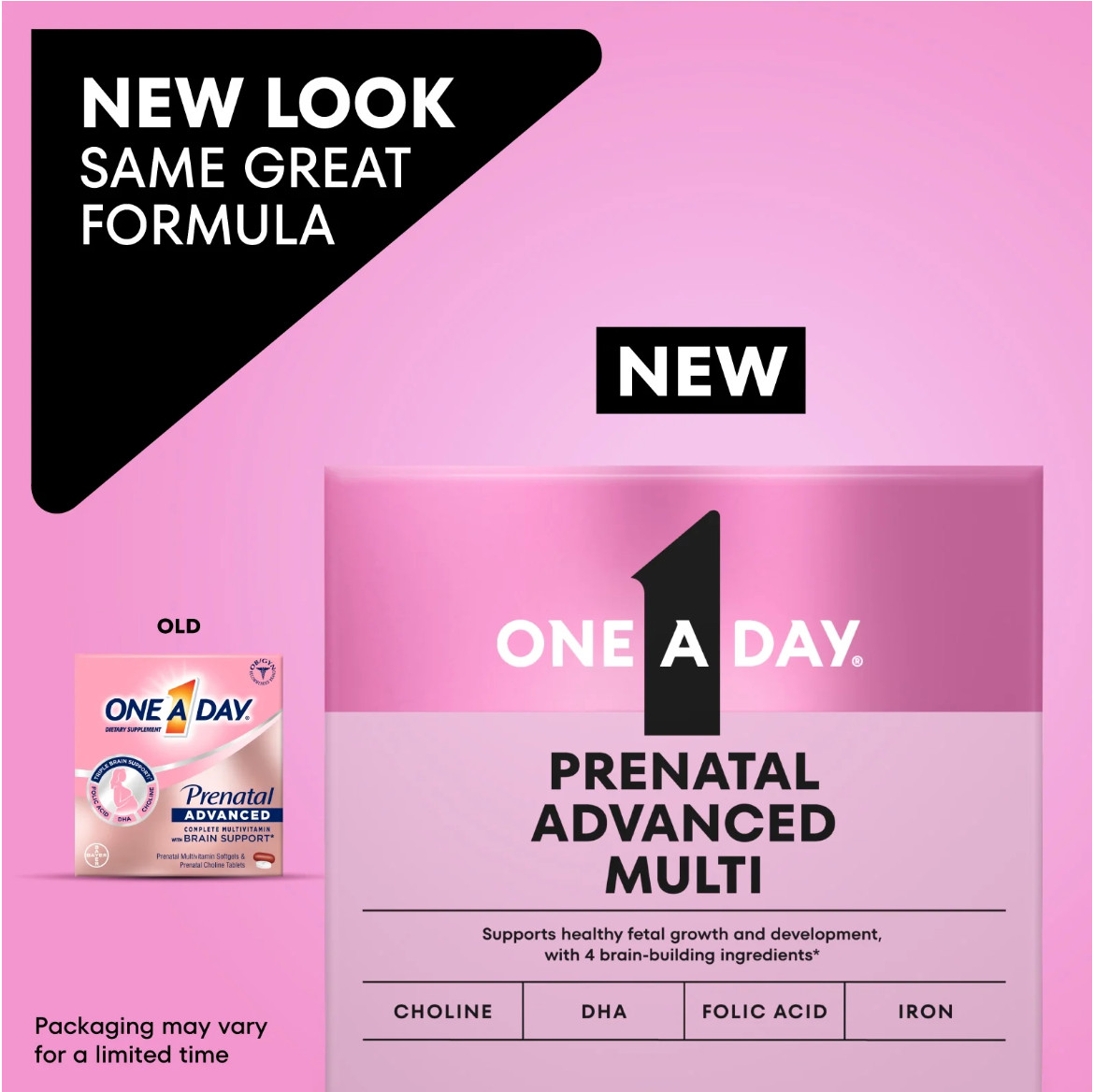 One A Day Prenatal Advanced Multivitamin DHA Folic Acid Iron 60+60 Tabs