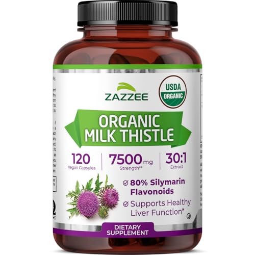 Zazzee Organic Milk Thistle 30:1 Extract 80% Silymarin