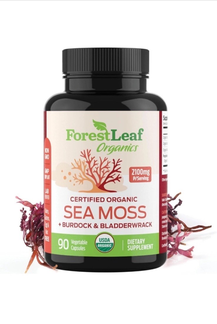 NEW ForestLeaf Organic Irish Sea Moss Bladderwrack Burdock Root Capsules 90 ct