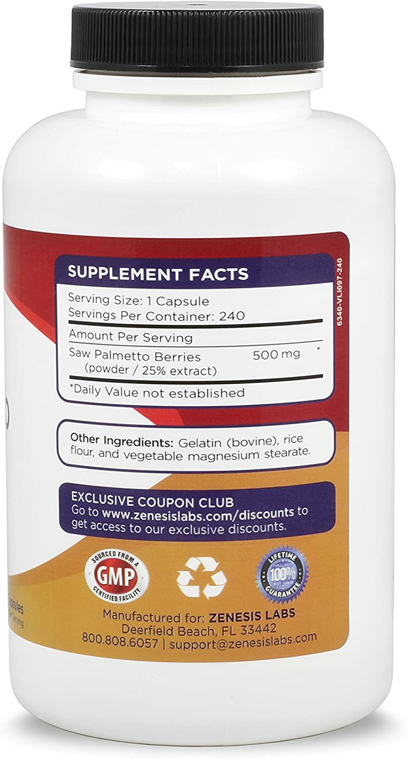 Saw Palmetto – (2 bottle set) Value Size – 480 capsules $0.08 (approx) per cap
