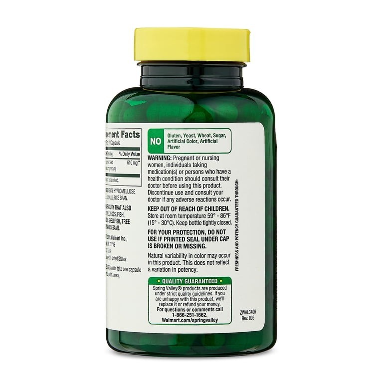 Spring Valley Fenugreek 610 mg Non-GMO Vegetarian Capsules, 100 Count