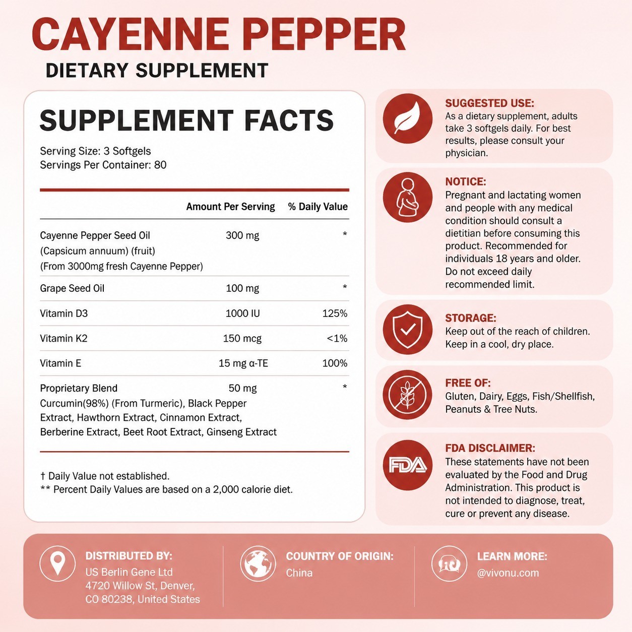 3 Pack Cayenne Pepper Softgels Daily Wellness Support with Vitamins