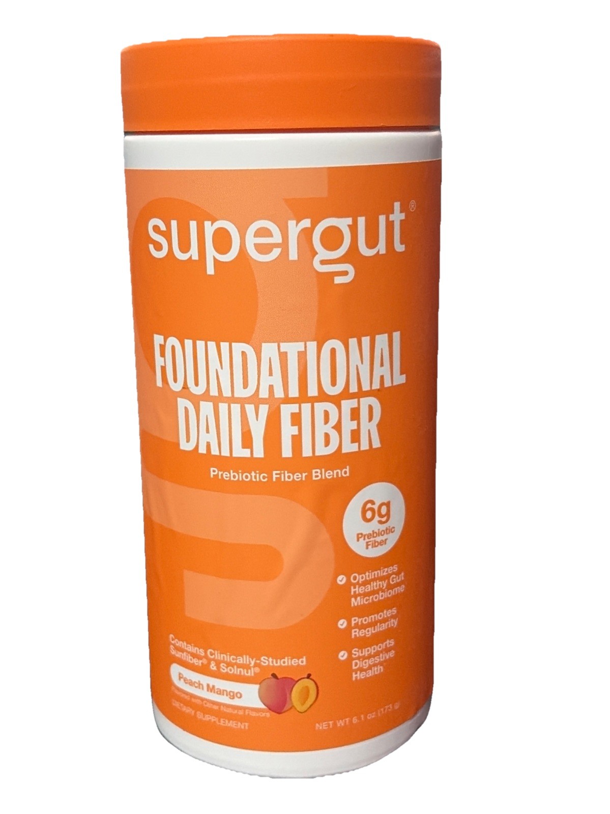 Supergut Foundational Daily Fiber Peach Mango Prebiotic Fiber Blend 6.1 oz – New
