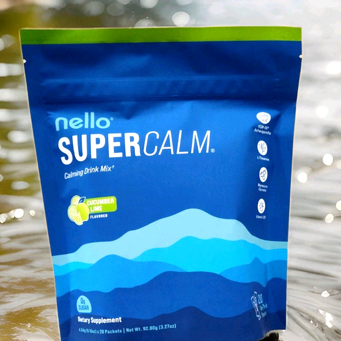 Nello SuperCalm Calming Drink Mix Cucumber Lime Cortisol Reducer/Sleep Aid 20PK