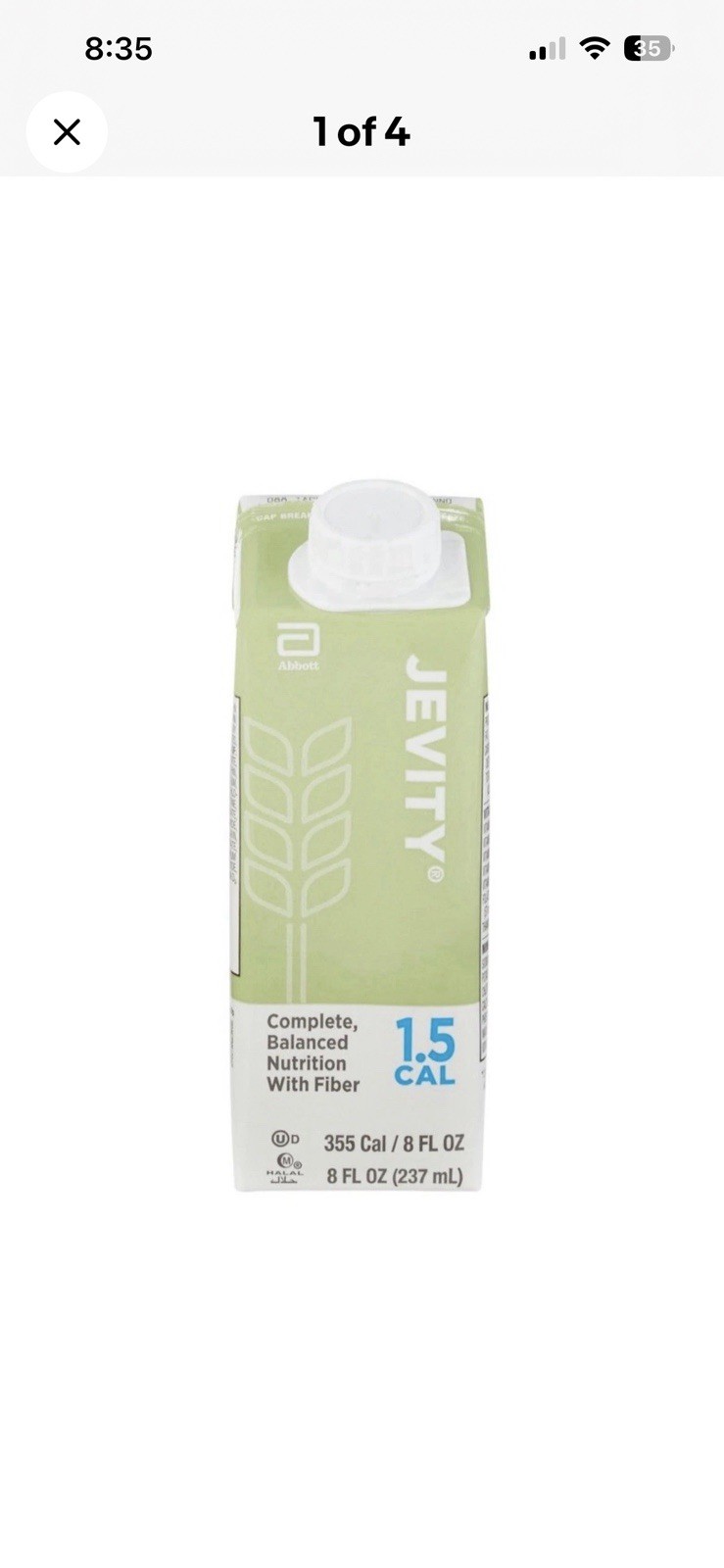Jevity 1.5 Cal Tube Feeding Formula w/Fiber, 8oz Carton, 24 Total-Exp 5/2027