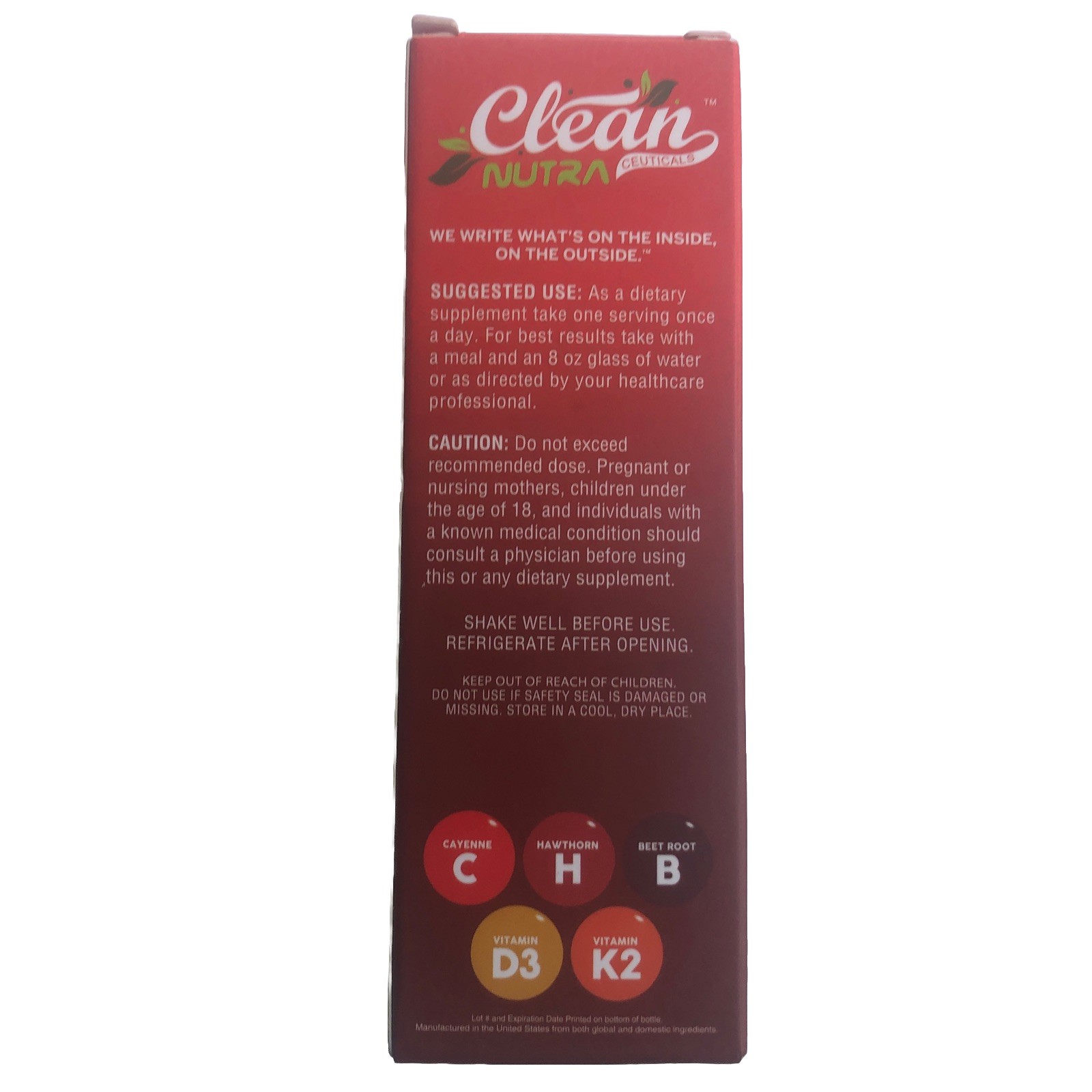 Clean Nutra Vascu Glow Circulation Drops D3 + K2 Cayenne Berry Cinnamon 2 fl oz