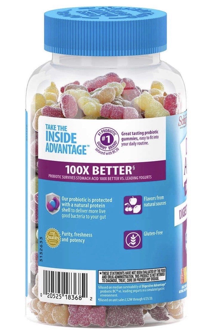 Schiff Digestive Advantage Probiotic Gummies 120 Count 1 Billion CFU Vitamin D..