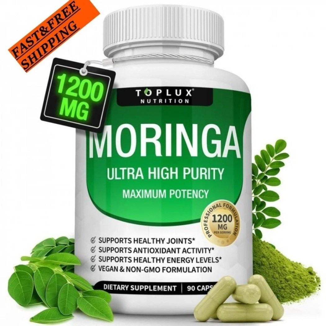 TOPLUX Moringa Leaf Powder Capsules 1200mg Dietary Supplement 90 Count