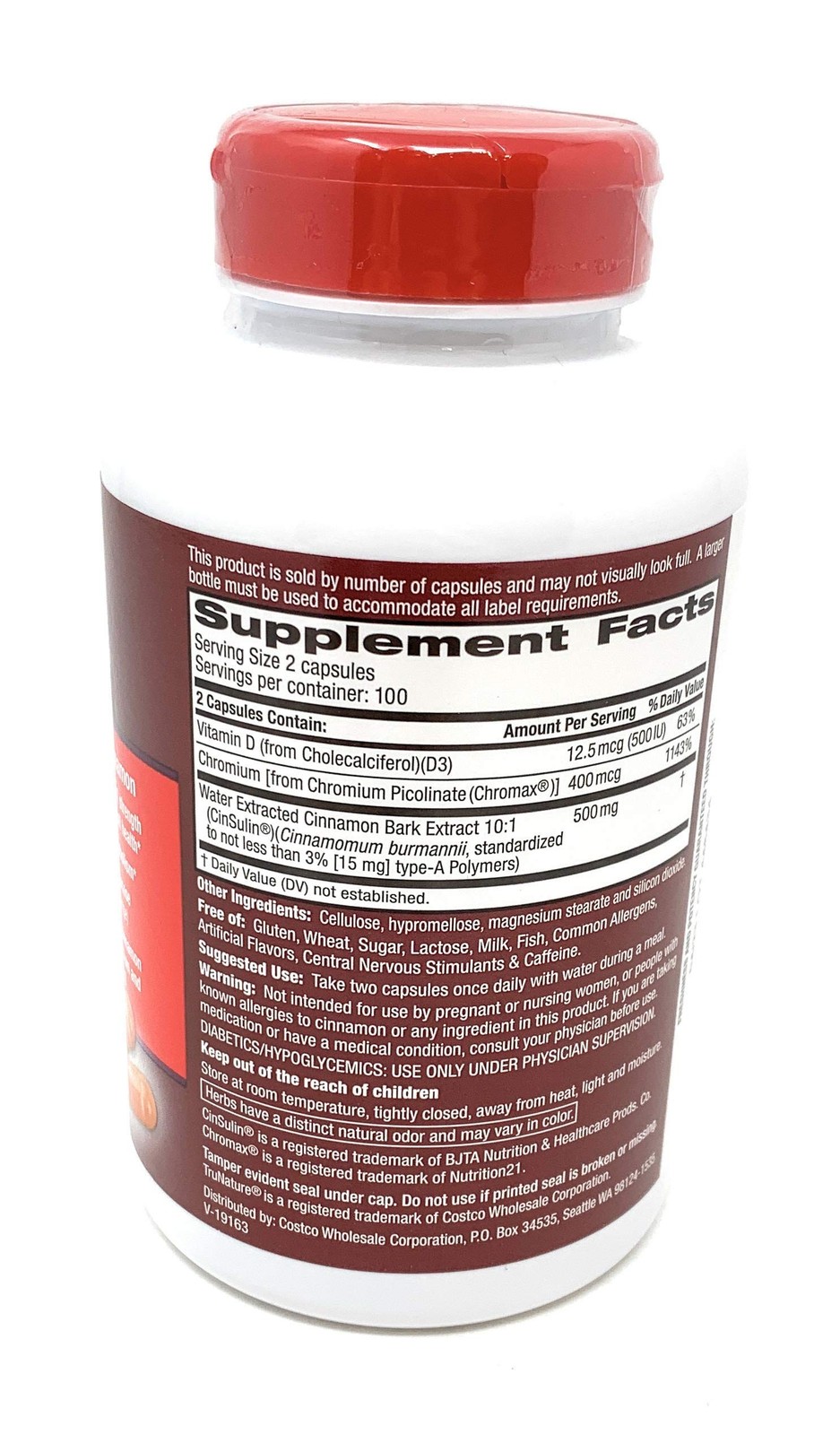 trunature Advanced Strength CinSulin 500mg., 200 100 Count (Pack of 2)