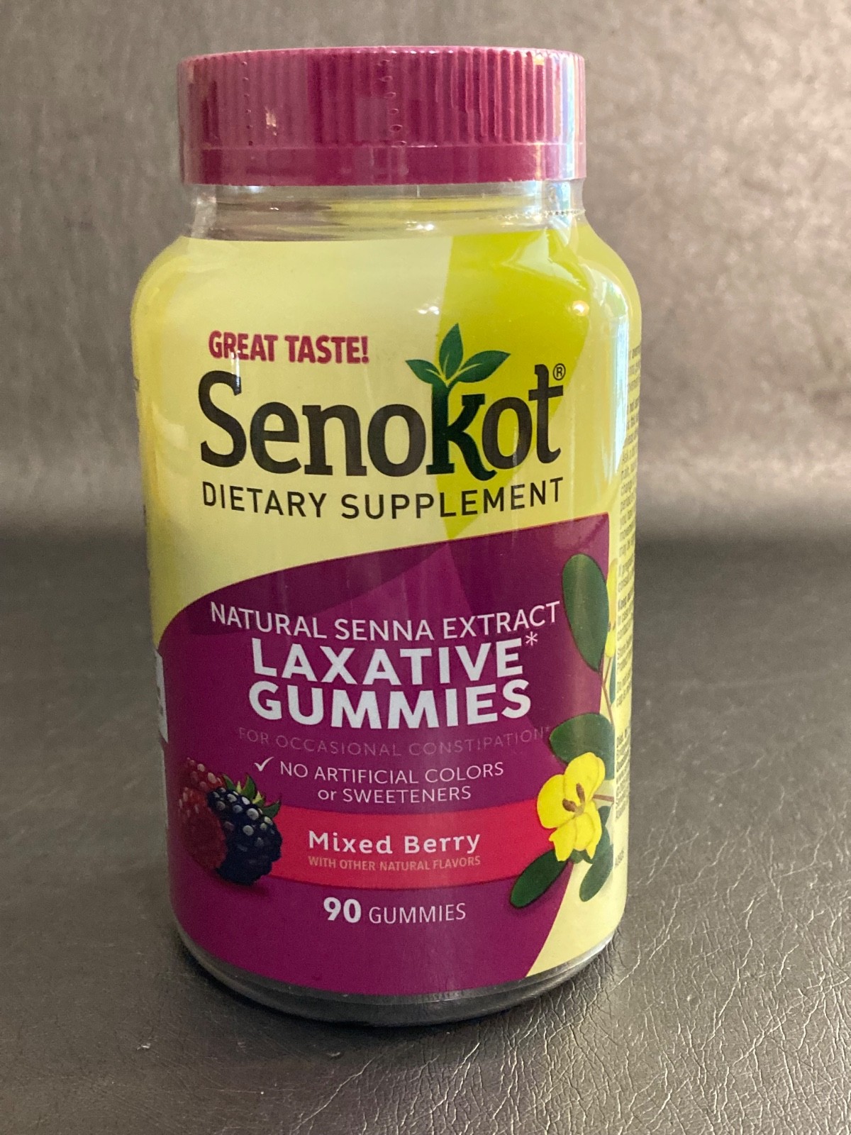 Senokot Natural Senna Extract Laxative Gummies Mixed Berry 90 Count 3/28