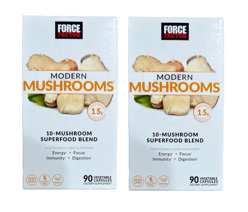 2X Force Factor MODERN MUSHROOMS 10-Mushroom Superfood Blend 180 capsules 12/27+
