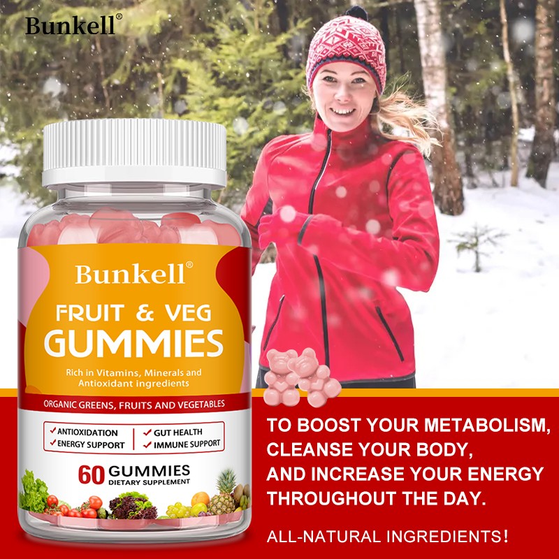 Fruit and Vegetable Gummies-All-Natural Vitamins,Minerals for Full-Body Wellness