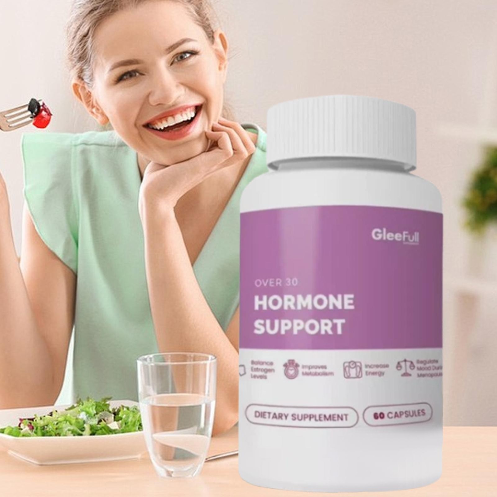 GleeFull Over 30 HORMONE SUPPORT Menopause Supplement For Women Hot Flash Relief