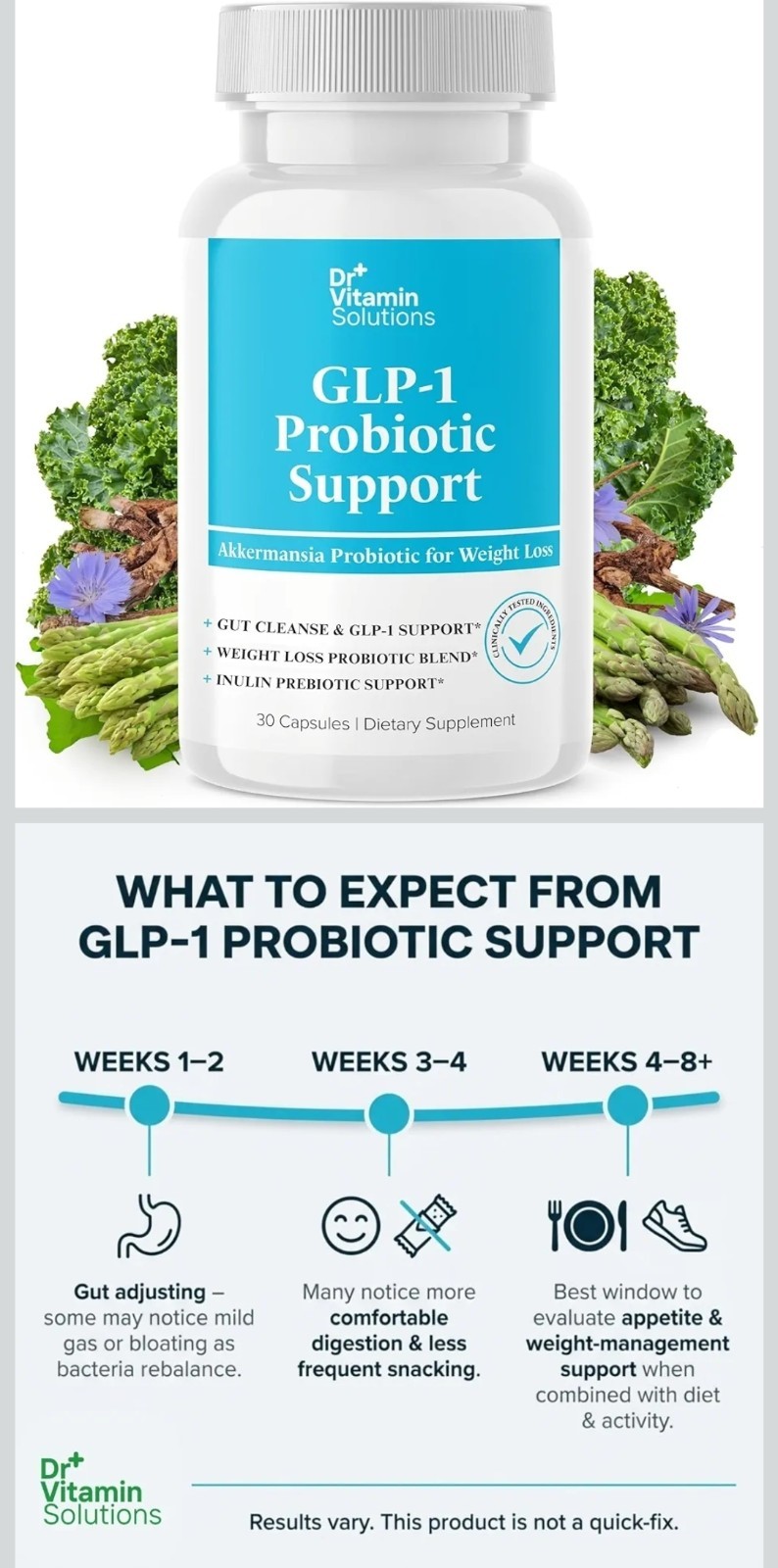 Dr. Vitamin Solutions Probiotic Support Vegan Non-GMO 30 Caps Exp 07/27