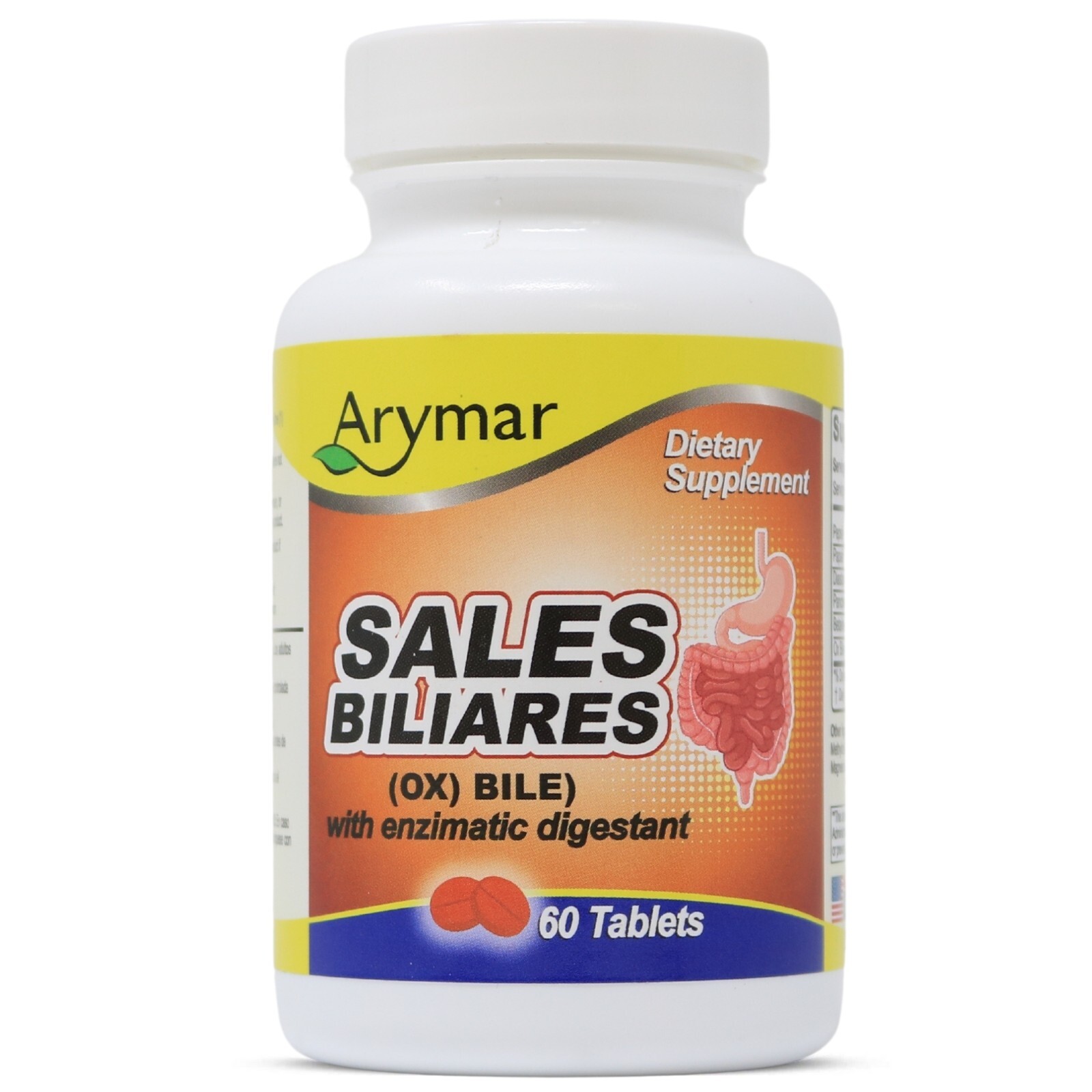 Arymar Sales Biliares Ox Bile & Digestive Enzymes 60 Tabs – Digestive Support