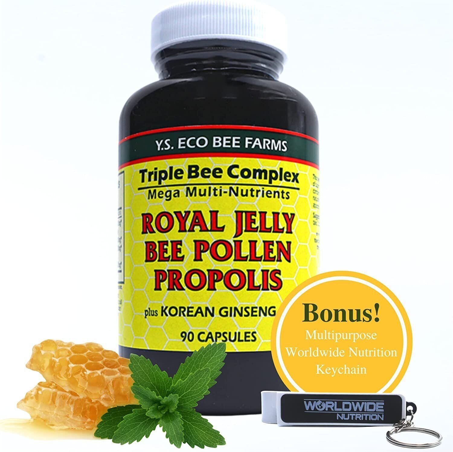 Y.S. Eco Bee Farms Royal Jelly Bee Pollen Propolis w/ Korean Ginseng – 90CT