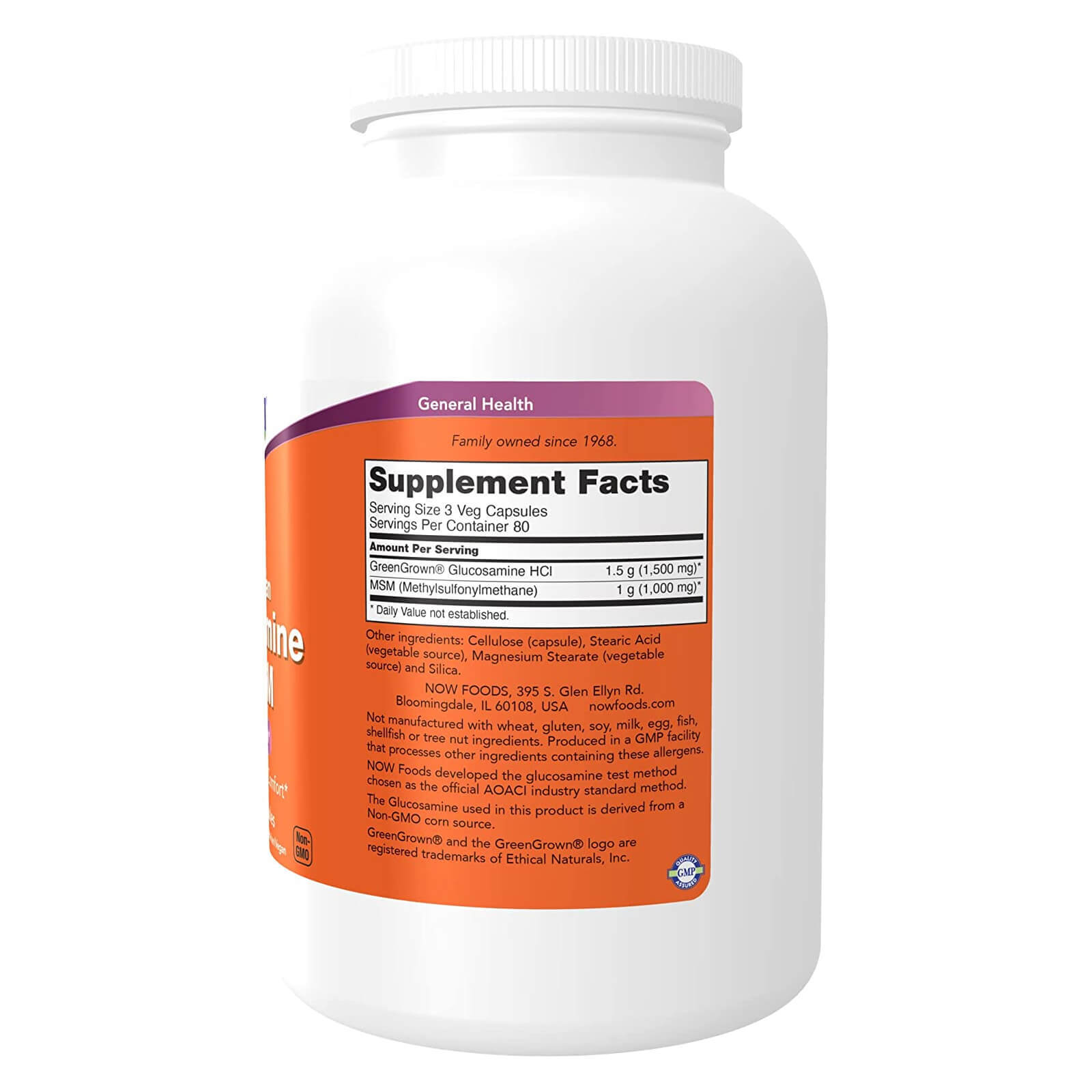 NOW FOODS Glucosamine & MSM (Vegetarian) – 240 Veg Capsules