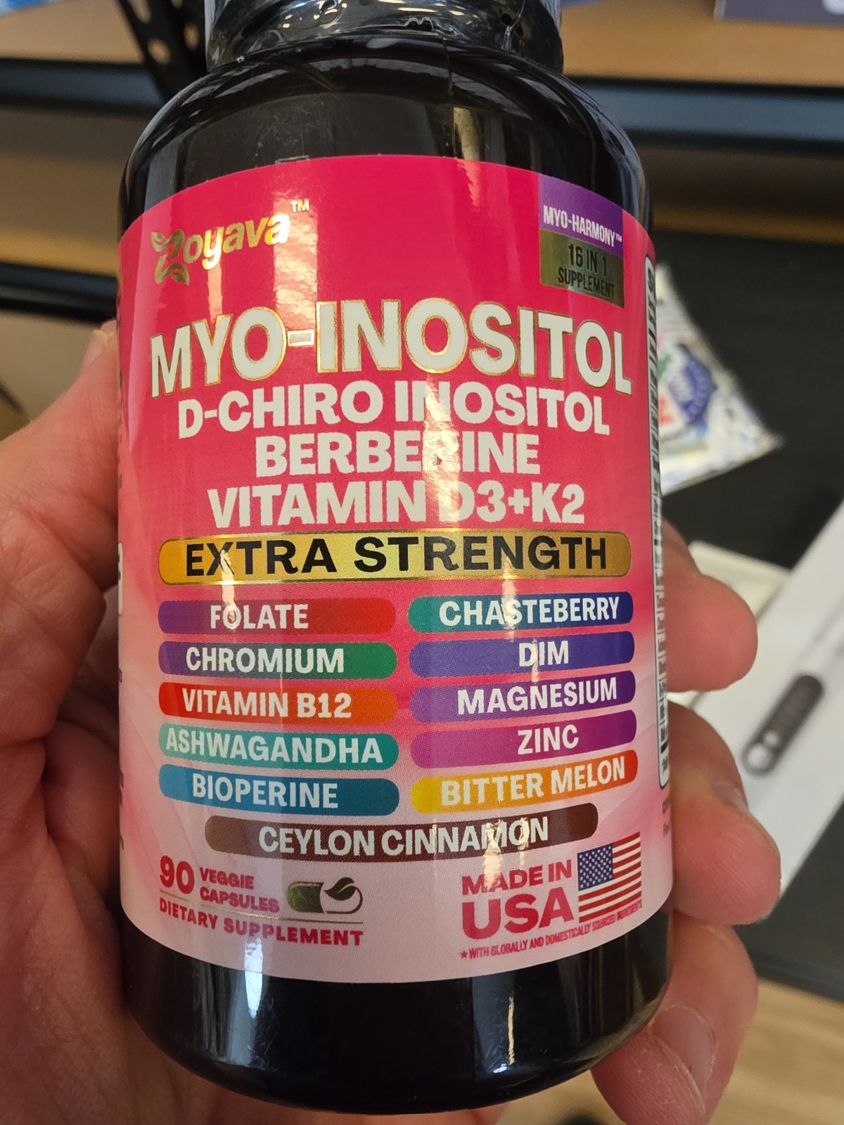 Zoyava Myo-Inositol D-Chiro Inositol Berberine D3+K2 90 Caps Exp 2027+
