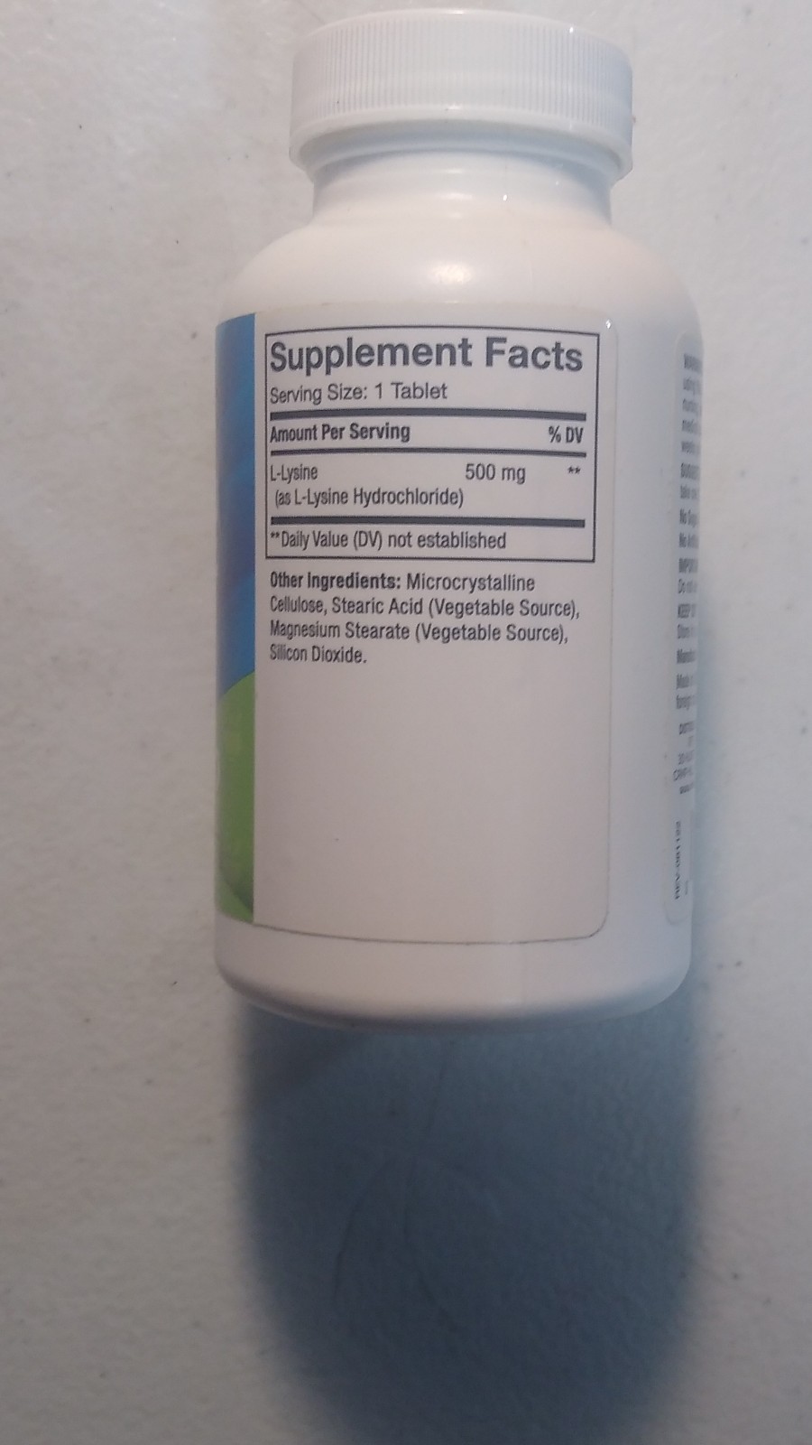 Rite Aid L-Lysine 500mg 100 Tablets Gluten Free Soy Free Sugar Free