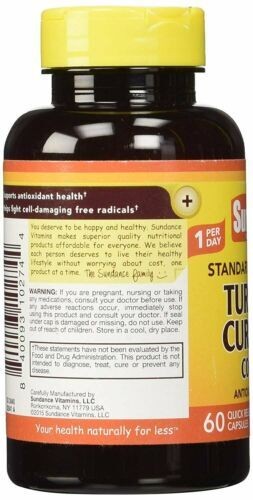 Sundance Vitamins Turmeric Curcumin Complex Dietary Supplement Capsules 60 Ct