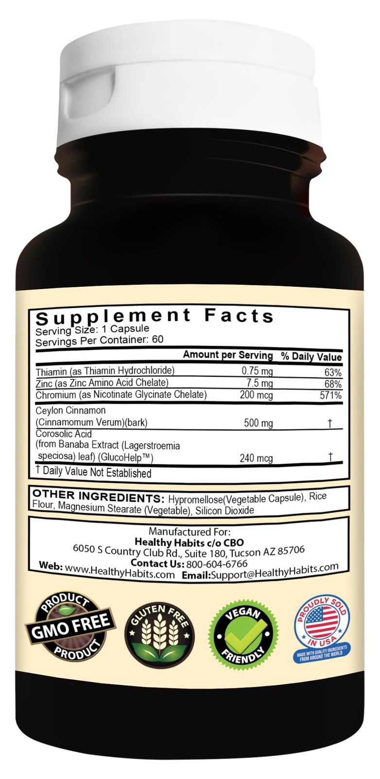 Healthy Habits StrictionD with Thiamin, Zinc, Chromium, 60 Count (Pack of 1)