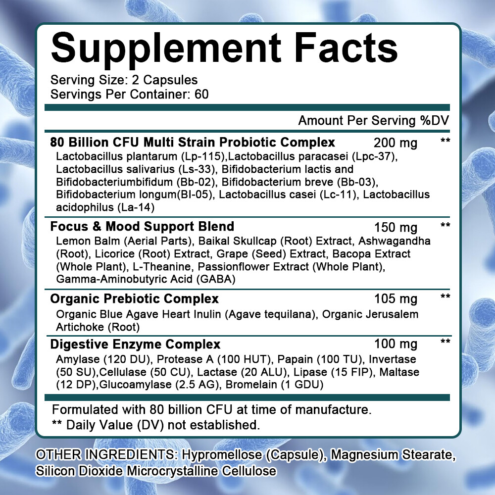 Probiotics, Digestive Enzymes & Prebiotics – Mood Boosting & Immune Support
