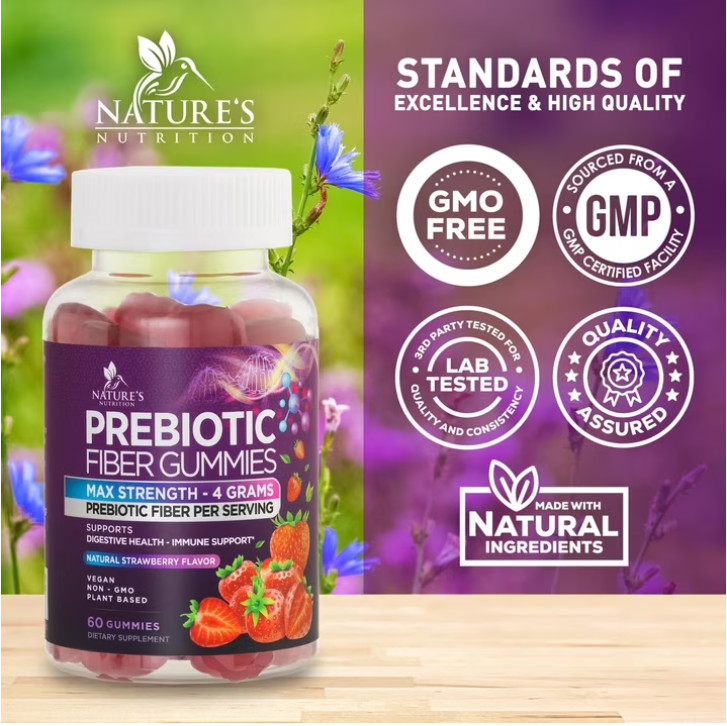 Fiber Gummies for Adults, 4g Gummy Fiber Supplement for Digestive Health Support