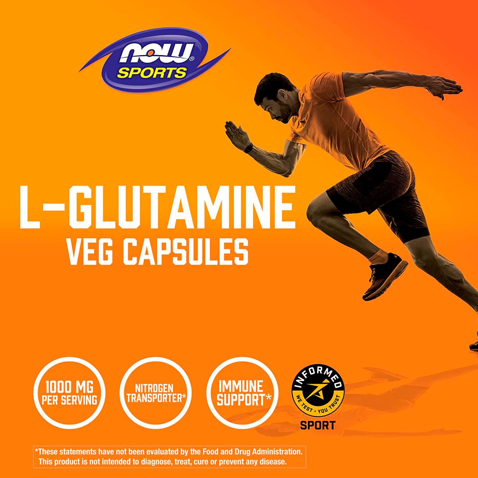 NOW FOODS L-Glutamine Double Strength 1000 mg 120 Veg Capsules